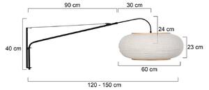 Nástenné svetlo Elegant Classy, čierna/sivá plátna, drevo, Čierna, Obývacia izba / jedáleň, kov, Oblúková stojaca lampa