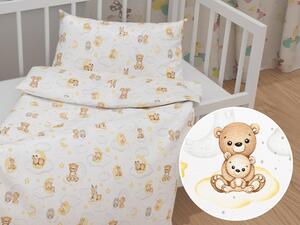 Biante Detské bavlnené posteľné obliečky do postieľky Sandra SA-461 Zvieratká medzi hviezdičkami na bielom Do postieľky 90x120 a 40x60 cm