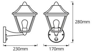Osram - Vonkajšie nástenné svietidlo so senzorom TRADITION UP 1xE27/60W/230V IP44