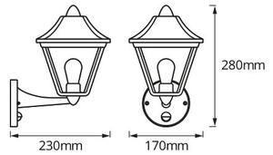 Osram - Vonkajšie nástenné svietidlo so senzorom TRADITION UP 1xE27/60W/230V IP44