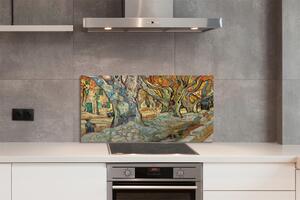 Sklenený obklad do kuchyne Art abstraktné mestský trh 125x50 cm