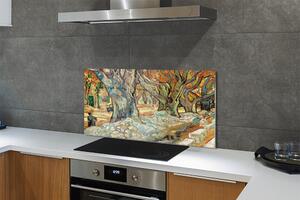 Sklenený obklad do kuchyne Art abstraktné mestský trh 125x50 cm