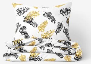 Goldea saténové posteľné obliečky deluxe - čierne a zlaté palmové listy 240 x 200 a 2ks 70 x 90 cm