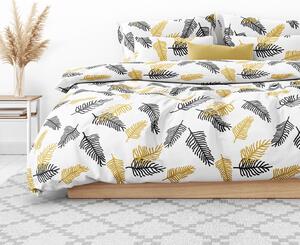 Goldea saténové posteľné obliečky deluxe - čierne a zlaté palmové listy 200 x 200 a 2ks 70 x 90 cm