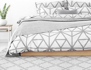 Goldea saténové posteľné obliečky deluxe - sivé geometrické tvary na bielom 140 x 200 a 70 x 90 cm