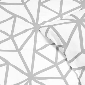 Goldea saténové posteľné obliečky deluxe - sivé geometrické tvary na bielom 140 x 220 a 70 x 90 cm