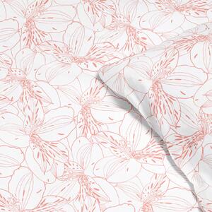 Goldea saténové posteľné obliečky deluxe - ľalie na bielom 200 x 200 a 2ks 70 x 90 cm