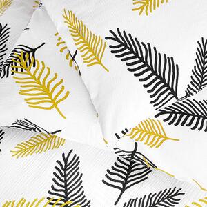 Goldea krepové posteľné obliečky deluxe - čierne a zlaté palmové listy 140 x 200 a 70 x 90 cm