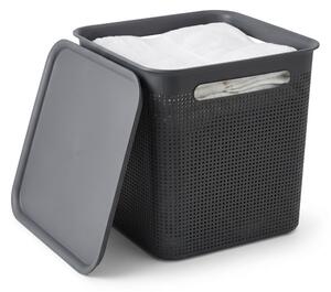 Rotho Úložný box s vekom a s madlami BRISEN 18l, 29x29x29cm, čierny