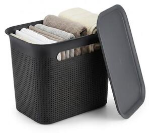 Rotho Úložný box s vekom a s držadlami BRISEN 7l, 26x18x21cm, čierny