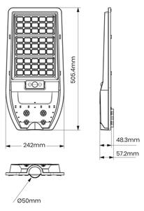 LED solárne pouličné svietidlo VIA 100W/10000 mAh 3,2V 6000K IP54 + diaľkové ovládanie