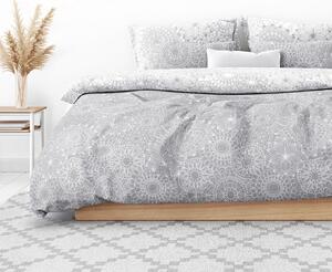 Goldea bavlnené posteľné obliečky - veľké mandaly na sivom a bielom 140 x 200 a 70 x 90 cm