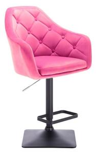 LuxuryForm Barová stolička ANDORA VELUR na čierne podstave - ružová