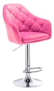LuxuryForm Barová stolička ANDORA VELUR na striebornom tanieri - ružová