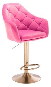 LuxuryForm Barová stolička ANDORA VELUR na zlatom tanieri - ružová