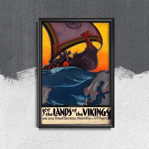 Retro plagát do obývačky Retro plagát do obývačky Viking Švédsko Thor Škandinávia