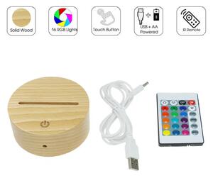 XSTRON TDL-WR1 - Základňa pre 3D LED nočnú lampu - Wood - exkluzívna drevená
