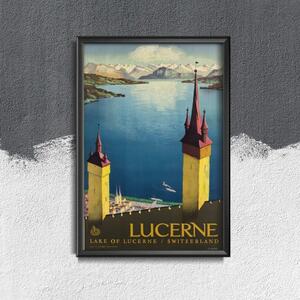 Plagát v retro štýle Plagát v retro štýle Lucernské jazero Švajčiarsko