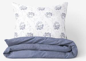 Goldea bavlnené posteľné obliečky - tmavo modré kvetované ornamenty s geometrickými tvarmi 140 x 220 a 70 x 90 cm