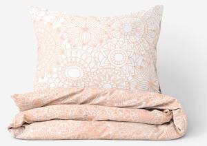 Goldea bavlnené posteľné obliečky - veľké mandaly na lososovom a bielom 140 x 200 a 70 x 90 cm