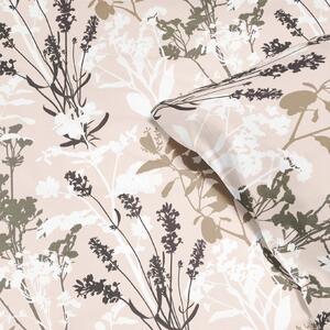 Goldea bavlnené posteľné obliečky - lúčne kvety na béžovom 140 x 220 a 70 x 90 cm