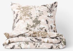 Goldea bavlnené posteľné obliečky - lúčne kvety na béžovom 240 x 200 a 2ks 70 x 90 cm