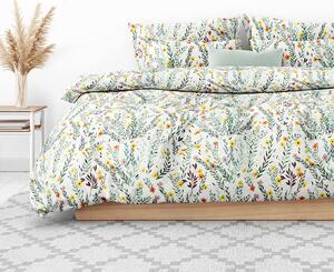 Goldea bavlnené posteľné obliečky - maľované kvety s lístkami 240 x 220 a 2ks 70 x 90 cm