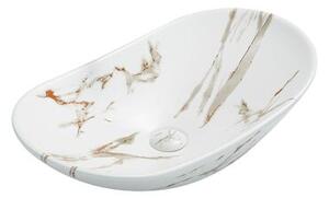 Umývadlo na dosku SAT Infinitio 61,5x36 cm mramor biely mat bez prepadu SATINF61536MR