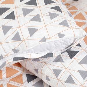 Goldea krepové posteľné obliečky deluxe - oranžovo-sivé triangly 200 x 200 a 2ks 70 x 90 cm