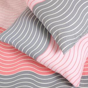 Goldea krepové posteľné obliečky deluxe - ružové vlnky 200 x 200 a 2ks 70 x 90 cm