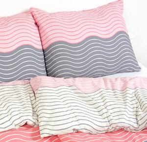 Goldea krepové posteľné obliečky deluxe - ružové vlnky 220 x 200 a 2ks 70 x 90 cm