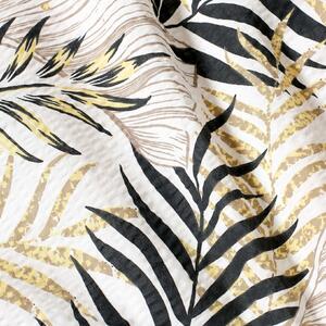 Goldea krepové posteľné obliečky deluxe - žlté a čierne palmové listy 240 x 200 a 2ks 70 x 90 cm