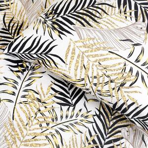 Goldea krepové posteľné obliečky deluxe - žlté a čierne palmové listy 240 x 200 a 2ks 70 x 90 cm