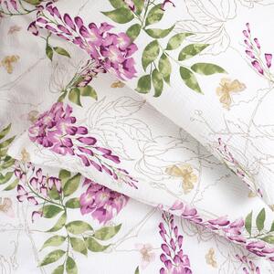 Goldea krepové posteľné obliečky deluxe - kvety vistárie 140 x 200 a 70 x 90 cm