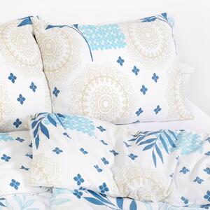 Goldea krepové posteľné obliečky deluxe - mandaly s modrými lístkami 200 x 200 a 2ks 70 x 90 cm