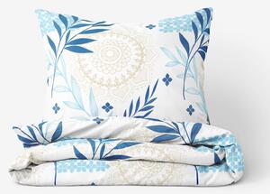 Goldea bavlnené posteľné obliečky deluxe - mandaly s modrými lístkami 240 x 200 a 2ks 70 x 90 cm