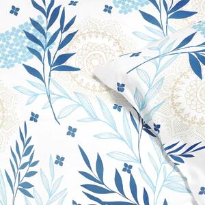 Goldea saténové posteľné obliečky deluxe - mandaly s modrými lístkami 240 x 200 a 2ks 70 x 90 cm