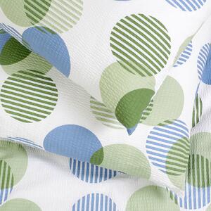 Goldea krepové posteľné obliečky deluxe - zelenomodré prúžkované kruhy 200 x 200 a 2ks 70 x 90 cm