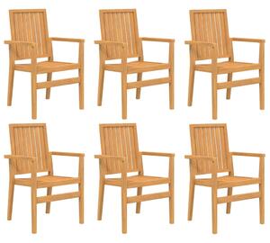 Stohovateľné záhradné stoličky 6 ks 56,5x57,5x91 cm masívny tík