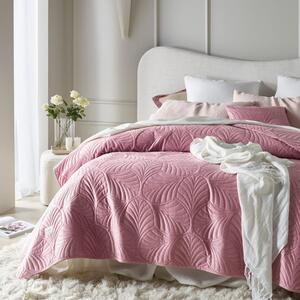 Ružový velúrový prehoz na posteľ Feel 240 x 260 cm Ružová