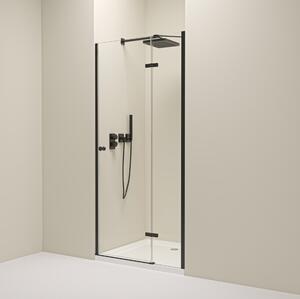 Erga Bern, 1-krídlové delené sprchové dvere do otvoru 70x195 cm, 6mm číre sklo, čierny profil, ERG-V02-BERN-D070-BK