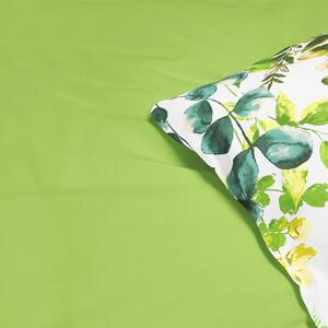 Goldea bavlnené posteľné obliečky duo - eukalyptus so zelenou 140 x 200 a 70 x 90 cm