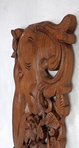 Dekorácia na stenu Slony, teakové drevo, hnedá, 35x90cm, ručná práca