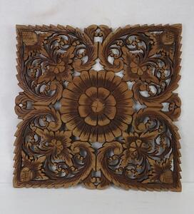 Dekorácia na stenu Mandala LOVE, teakové drevo, 60 cm,hnedá patina, ručná práca