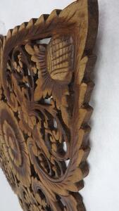 Dekorácia na stenu Mandala LOVE, teakové drevo, 60 cm,hnedá patina, ručná práca