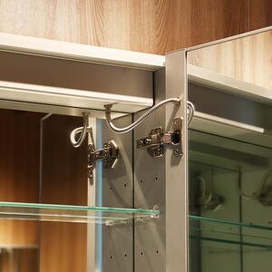 Bezdoteku Kúpeľňová skrinka dvojdverová so zrkadlom a LED osvetlením KS2