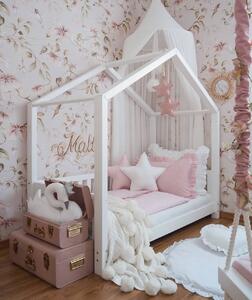 Biela domčeková posteľ Housebed so zábranou - 90 x 190 cm