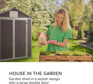 Blumfeldt Schatzkammer, záhradná šopa, ochrana pred UV žiarením, PVC, zámok, bočné okno, šedá