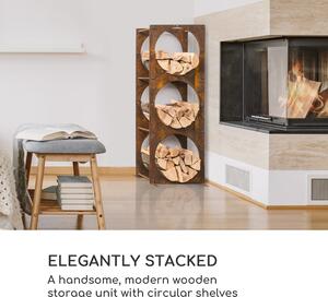 Blumfeldt Trio Circulo, stojan na drevo, regál, 55 × 160 × 30 cm, 3 mm oceľ, hrdzavý vzhľad