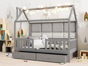 Detská posteľ domček z masívu Alfie 4 - 120 x 200 - sivá